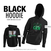 a black hoodie with the word cancer on it