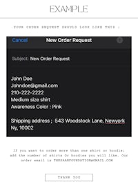 an example of a new order request email